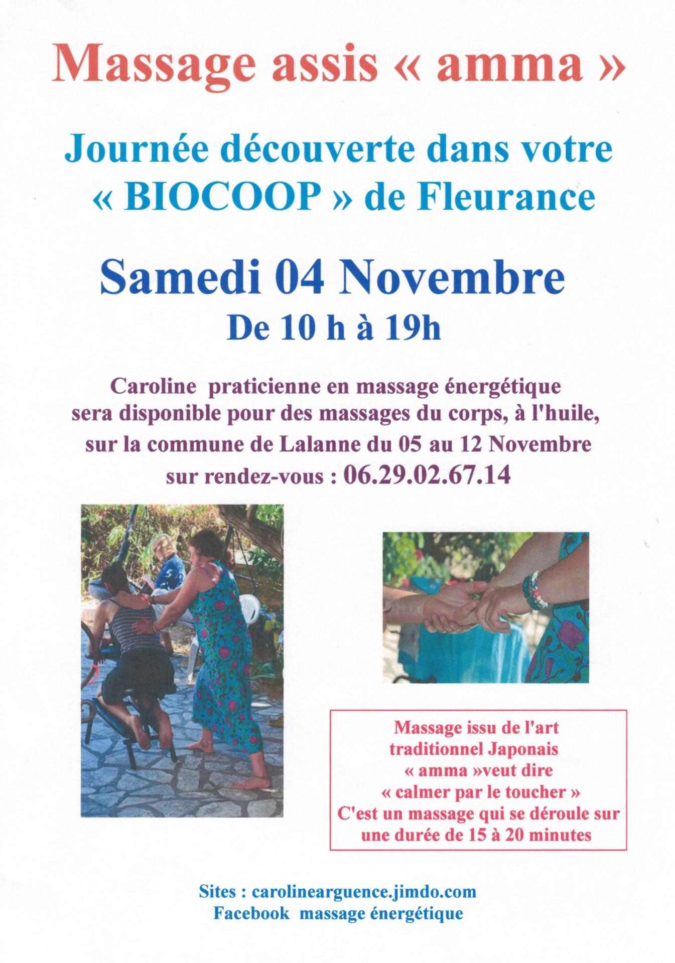 Massage en magasin samedi 4 novembre